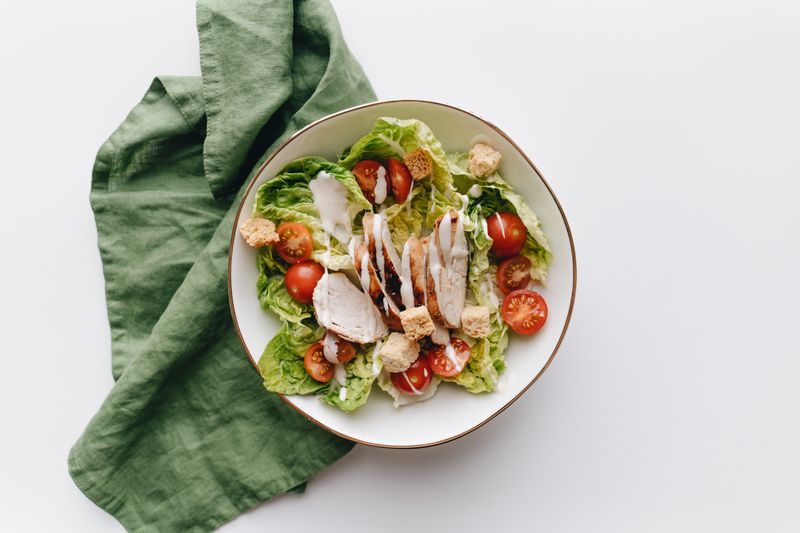 Fresh Caesar salad with croutons and parmesan