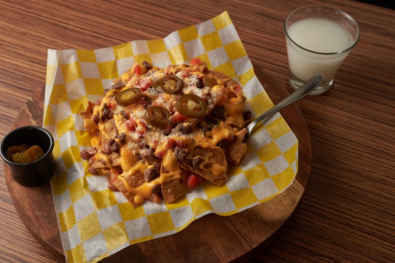 Loaded nachos with cheese and toppings